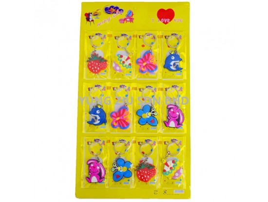 (12PCS/CARD)PVC KEY CHAIN(FRUIT / BUTTERFLY / DOLPHIN)